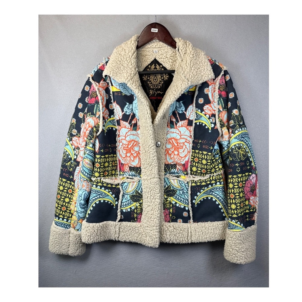 Johnny Was Biya Jacket Women S Multi Floral Sherpa Lined Boho Luxury Chic Preppy - Picture 2 of 12